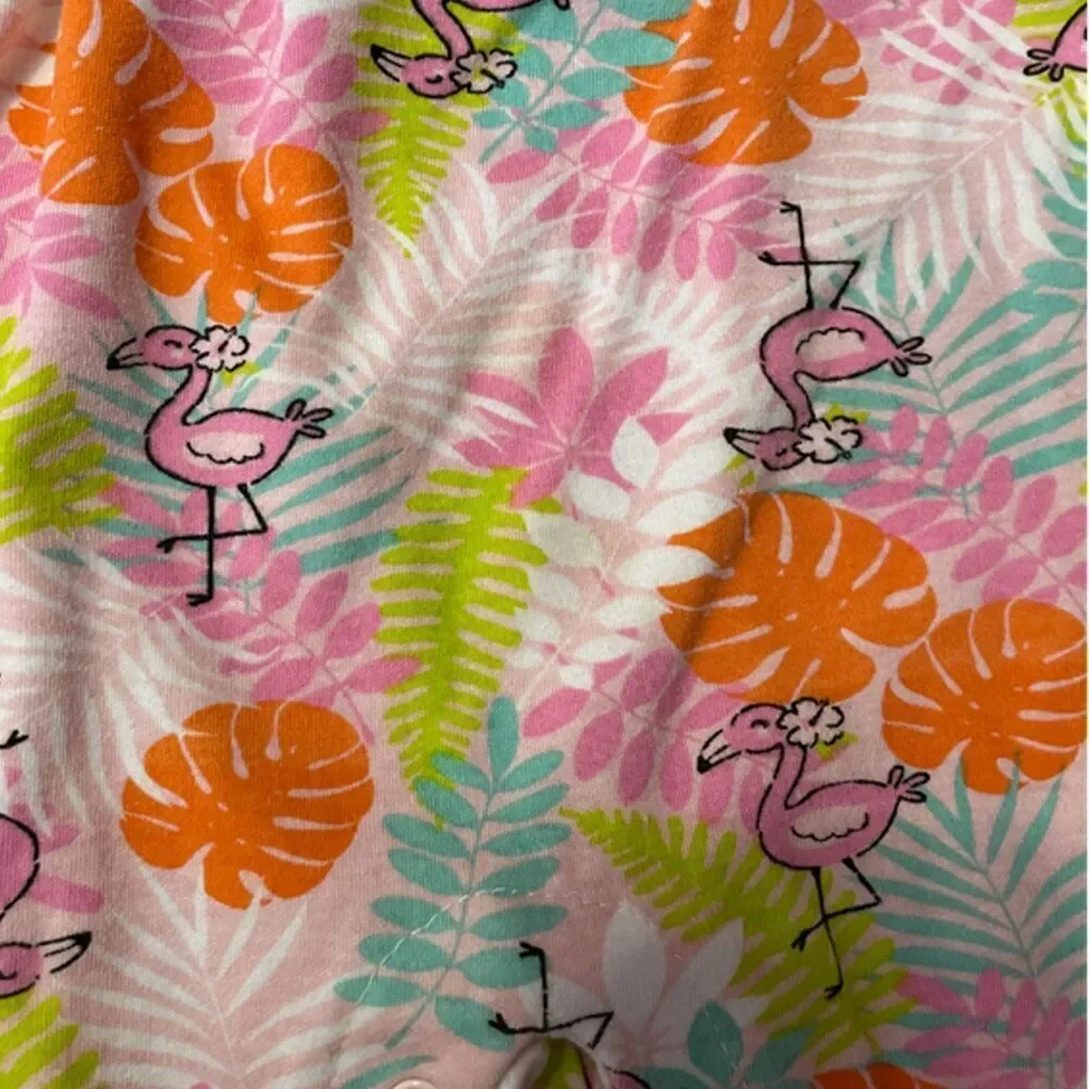 CJP Baby Overall Flamingo & Floral Print Romper 6-9 Months